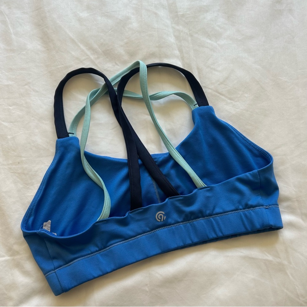 Champion Blue Sports Bra with Black and Aqua Straps